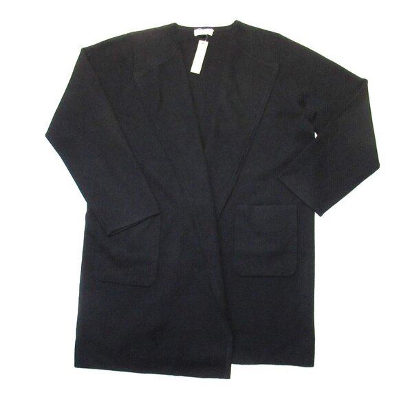 NWT J.Crew Juliette in Black Open-Front Knit Collarless Sweater Blazer M - Picture 1 of 3